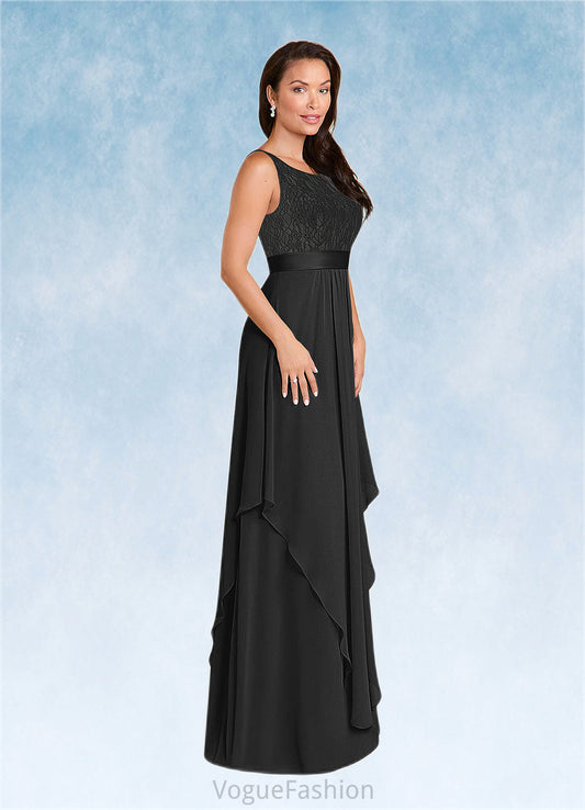 Zion A-Line Lace Chiffon Floor-Length Dress DKP0022652