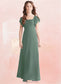 Aniya A-Line Bow Chiffon Floor-Length Junior Bridesmaid Dress Eucalyptus DKP0022847