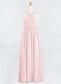 Jayla A-Line Pleated Chiffon Floor-Length Junior Bridesmaid Dress Blushing Pink DKP0022849