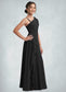 Gretchen A-Line Bow Chiffon Floor-Length Junior Bridesmaid Dress black DKP0022850
