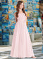 Martha A-Line Floral Chiffon Floor-Length Junior Bridesmaid Dress Blushing Pink DKP0022851