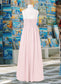 Martha A-Line Floral Chiffon Floor-Length Junior Bridesmaid Dress Blushing Pink DKP0022851