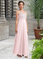 Abril A-Line Lace Chiffon Floor-Length Junior Bridesmaid Dress Blushing Pink DKP0022853