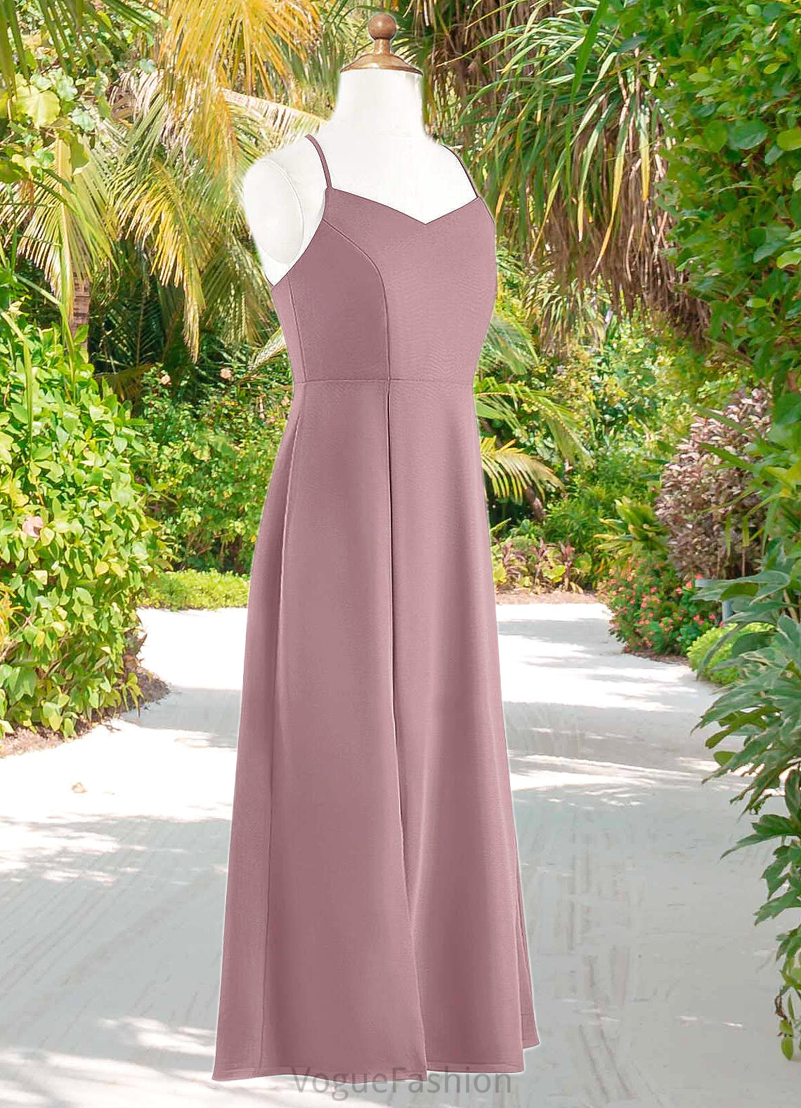 Ireland A-Line Chiffon Floor-Length Junior Bridesmaid Dress dusty rose DKP0022856
