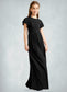 Naima A-Line Ruched Mesh Floor-Length Junior Bridesmaid Dress black DKP0022857