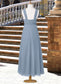 Hayden A-Line Pleated Chiffon Ankle-Length Junior Bridesmaid Dress dusty blue DKP0022866