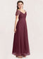 Sidney A-Line Off the Shoulder Tulle Floor-Length Junior Bridesmaid Dress Cabernet DKP0022873