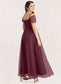 Sidney A-Line Off the Shoulder Tulle Floor-Length Junior Bridesmaid Dress Cabernet DKP0022873