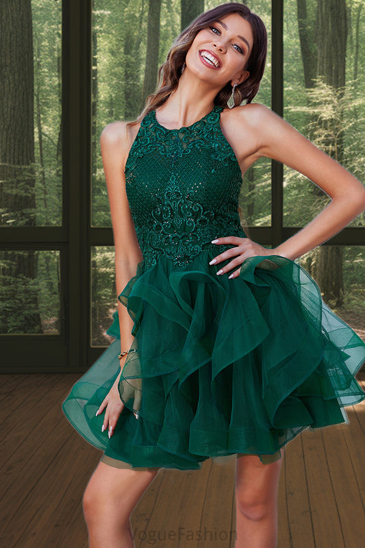 Rosemary Ball-Gown/Princess Scoop Short/Mini Lace Tulle Homecoming Dress With Sequins DKP0020537