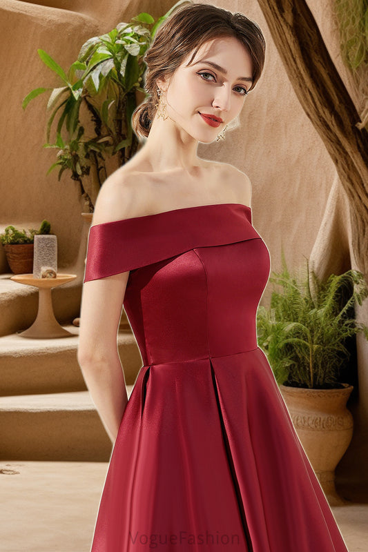 Shea A-line Off the Shoulder Asymmetrical Satin Homecoming Dress DKP0020532