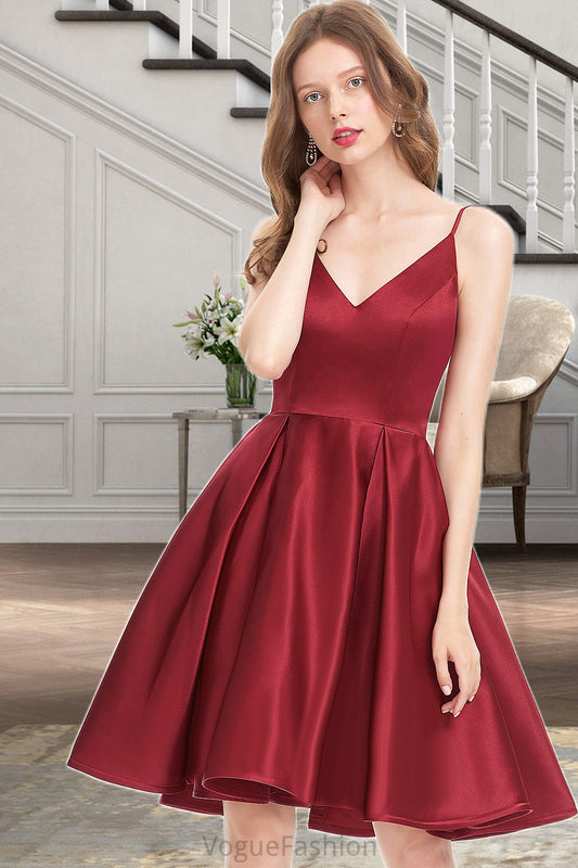 Stella A-line V-Neck Short/Mini Satin Homecoming Dress DKP0020542