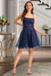 Scarlett A-line Scoop Short/Mini Lace Homecoming Dress With Sequins DKP0020461
