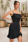 Kinley Sheath/Column Straight Short/Mini Silky Satin Homecoming Dress With Ruffle DKP0020482