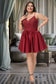 Alana A-line V-Neck Short/Mini Lace Satin Homecoming Dress With Beading DKP0020554