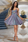 Penelope A-line V-Neck Short/Mini Satin Homecoming Dress DKP0020492