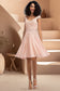 Michaela A-line V-Neck Knee-Length Chiffon Lace Homecoming Dress With Beading DKP0020565