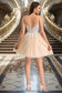 Athena A-line V-Neck Short/Mini Lace Tulle Homecoming Dress DKP0020469