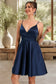 Kaylin A-line V-Neck Short/Mini Satin Homecoming Dress DKP0020466