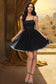 Sandy A-line Square Short/Mini Satin Tulle Homecoming Dress DKP0020491