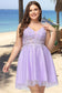 Michaelia A-line V-Neck Short/Mini Lace Tulle Homecoming Dress With Beading DKP0020501