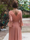Trinity A-Line/Princess Chiffon Ruffles V-neck Long Sleeves Floor-Length Mother of the Bride Dresses DKP0020384