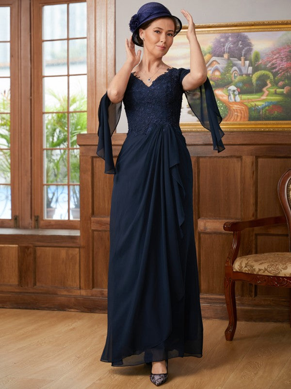 Heaven A-Line/Princess Chiffon Applique V-neck Long Sleeves Floor-Length Mother of the Bride Dresses DKP0020335