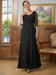 Sal A-Line/Princess Chiffon Ruched Scoop 3/4 Sleeves Floor-Length Mother of the Bride Dresses DKP0020336