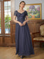Deja A-Line/Princess Chiffon Applique V-neck Short Sleeves Floor-Length Mother of the Bride Dresses DKP0020337