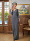 Isis Sheath/Column Jersey Lace V-neck 3/4 Sleeves Floor-Length Mother of the Bride Dresses DKP0020332