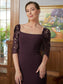 Madilyn Sheath/Column Stretch Crepe Lace Square 1/2 Sleeves Sweep/Brush Train Mother of the Bride Dresses DKP0020329