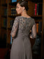 Setlla A-Line/Princess Chiffon Applique Scoop 3/4 Sleeves Floor-Length Mother of the Bride Dresses DKP0020303