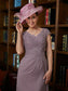 Claire Sheath/Column Chiffon Lace V-neck Short Sleeves Floor-Length Mother of the Bride Dresses DKP0020339