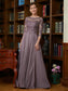 Yareli A-Line/Princess Chiffon Lace Scoop 3/4 Sleeves Floor-Length Mother of the Bride Dresses DKP0020301