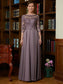 Yareli A-Line/Princess Chiffon Lace Scoop 3/4 Sleeves Floor-Length Mother of the Bride Dresses DKP0020301
