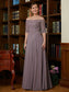 Riya A-Line/Princess Chiffon Applique Off-the-Shoulder 3/4 Sleeves Floor-Length Mother of the Bride Dresses DKP0020308
