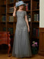 Selina A-Line/Princess Tulle Lace Scoop Short Sleeves Floor-Length Mother of the Bride Dresses DKP0020310