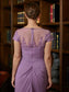 Jazlyn Sheath/Column Chiffon Applique Scoop Short Sleeves Tea-Length Mother of the Bride Dresses DKP0020317