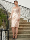 Carley Sheath/Column Satin Lace V-neck Long Sleeves Knee-Length Mother of the Bride Dresses DKP0020359