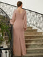 Isabella A-Line/Princess Chiffon Applique V-neck Long Sleeves Floor-Length Mother of the Bride Dresses DKP0020313