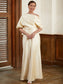Priscilla Sheath/Column Charmeuse Ruched Off-the-Shoulder Short Sleeves Floor-Length Mother of the Bride Dresses DKP0020309
