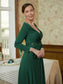 Nyla A-Line/Princess Jersey Beading V-neck Long Sleeves Sweep/Brush Train Mother of the Bride Dresses DKP0020357