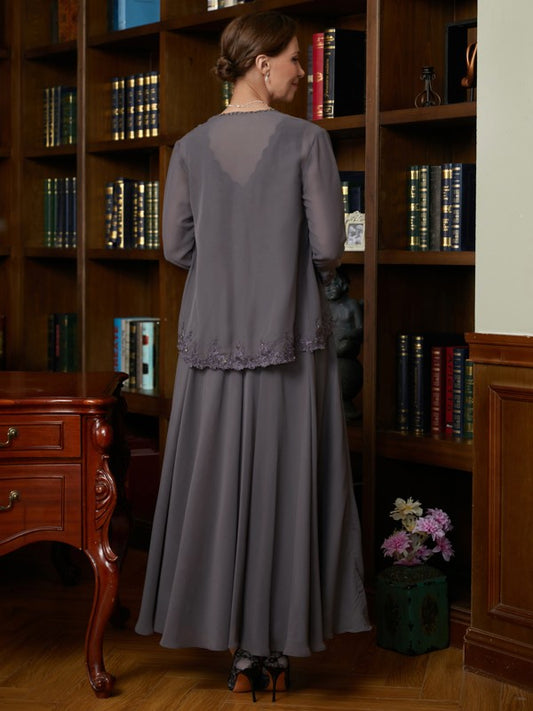 Skye A-Line/Princess Chiffon Applique V-neck Sleeveless Ankle-Length Mother of the Bride Dresses DKP0020365