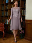 Kaitlynn Sheath/Column Chiffon Lace Scoop Short Sleeves Knee-Length Mother of the Bride Dresses DKP0020316