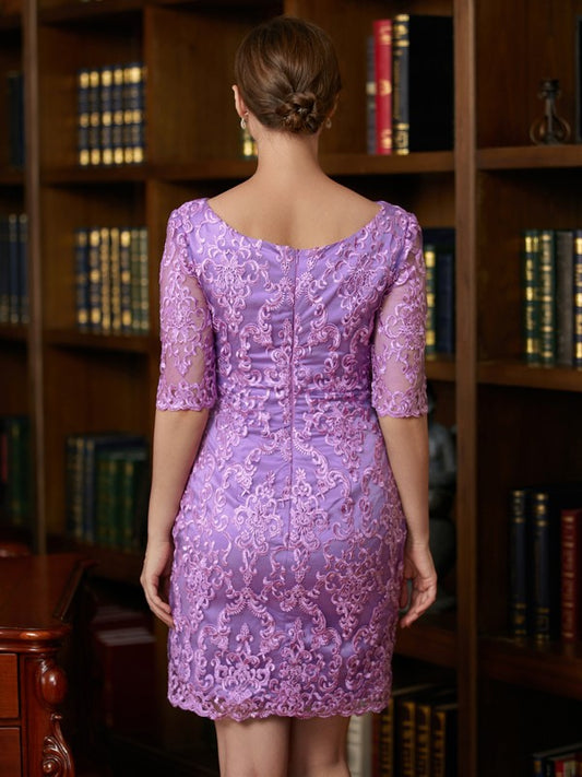 Tia Sheath/Column Lace V-neck 1/2 Sleeves Short/Mini Mother of the Bride Dresses DKP0020367