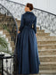 Sam A-Line/Princess Satin Ruched V-neck Long Sleeves Asymmetrical Mother of the Bride Dresses DKP0020274