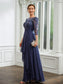 Iris A-Line/Princess Chiffon Applique Bateau 3/4 Sleeves Floor-Length Mother of the Bride Dresses DKP0020266