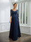 Denisse A-Line/Princess Chiffon Applique V-neck 3/4 Sleeves Floor-Length Mother of the Bride Dresses DKP0020267