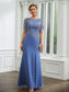 Alia Sheath/Column Chiffon Applique Bateau Short Sleeves Floor-Length Mother of the Bride Dresses DKP0020272