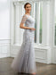 Genesis A-Line/Princess Tulle Ruched Bateau Short Sleeves Ankle-Length Mother of the Bride Dresses DKP0020261