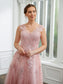 Margaret A-Line/Princess Tulle Applique V-neck Sleeveless Floor-Length Dresses DKP0020264